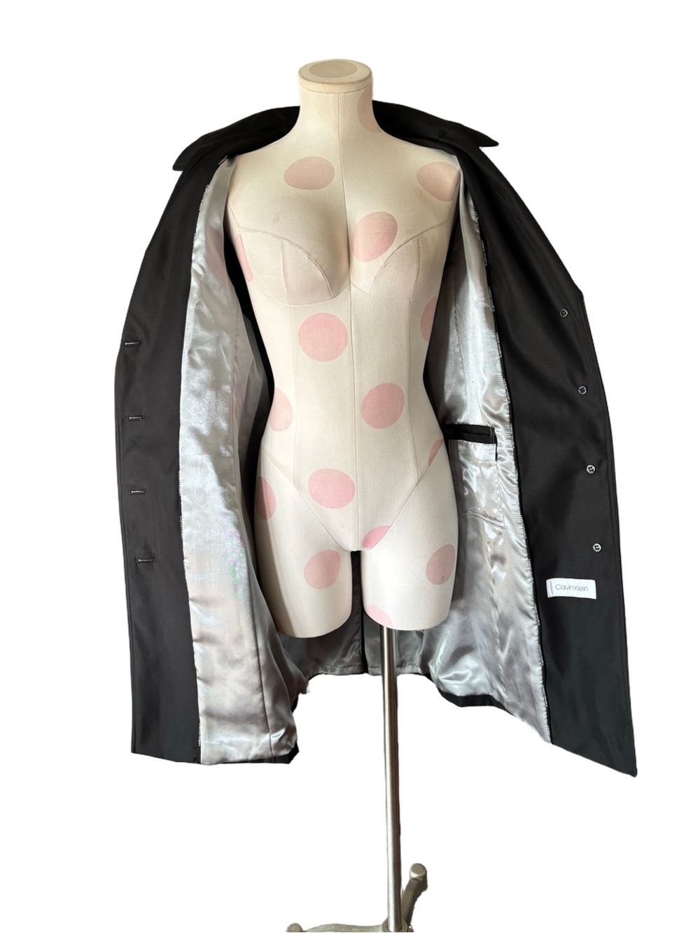 NWT Calvin Klein Belted Trench Rain Jacket Removable Hood - black - medium - Picture 5 of 14